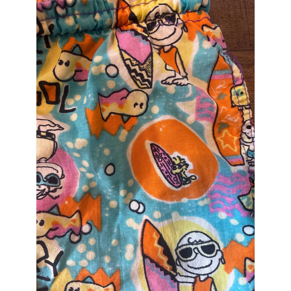 Vintage Joe Cool Snoopy Surf School Kids Swim Trunks Blue All Over Print Shorts - Picture 3 of 7